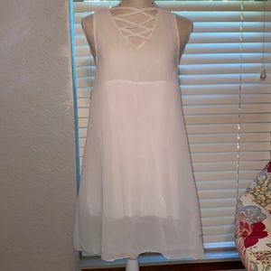 White cross cross slip dress